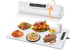 AOLADY Warming Mat for Food - Fast Heating Silicone Electric Warming Tray with 6 Mode Temperature, Raised Feet Protects Table, Roll Up Buffet Hot Plates Heat Pad, Portable Food Warmer for Parties