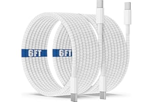 QALIRVIS USB C to C Charging Cable 6ft, 60W Fast Type C to C Charger Cord Long for Apple iPhone 17 Pro Max/17 Air/16 Pro Max/15 Plus, MacBook Pro 2021/2020/2019,iPad 12.9/11 inch/Mini/Air 5/4,Samsung Galaxy