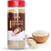 Fusion Select Roasted Sesame (Iri Goma), White Roasted Sesame Seeds | Ready-to-Use Crunchy Topping for Noodles, Rice Bowls, Sushi, Salads &amp; More, Resealable Bottle, Non-GMO