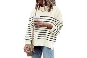 ETCYY Oversized Sweaters for Women Fall 2023 Trendy Crewneck Batwing Long Sleeve Knit Tops Side Slit Pullover Sweater Jumper