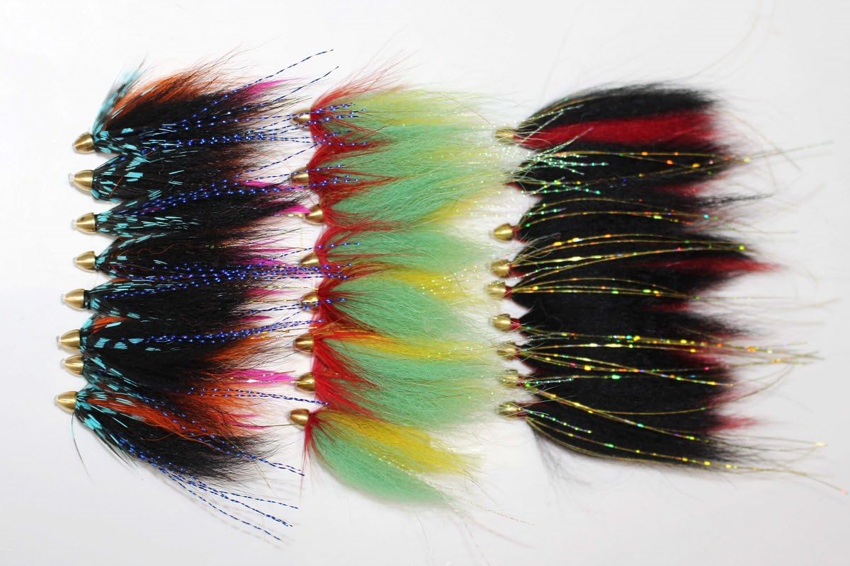 Tigofly24 pcs 3 patterns Assorted Popular Cone Head Tube Flies Salmon Trout Steelhead Fly Fishing Flies Lures Set