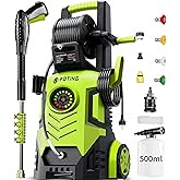 FOTING 5000 PSI Pressure Washer, Touch Screen Power Washer 3.3 GPM, 34" Tall, 4 Quick Connect Nozzle&500ml Foam Cannon&Inlet