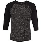 Unisex Three-Quarter Sleeve Baseball Tee - Black Marble/ Black