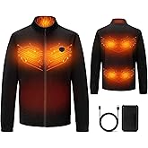HEWINZE Men's Heated Fleece Jacket, 5-Zone Heating with 3 Temp Settings & Single-Button Control for Outdoor & Work