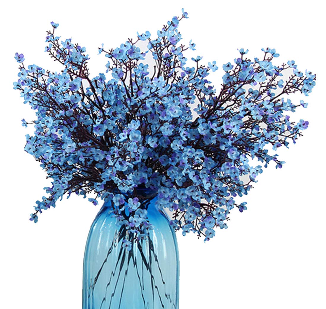 JAKY-Global Babys Breath Gypsophila Artificial Flowers 6 Bundle European Fake Silk Plants Decor Wedding Party Decoration Bouquets Real Touch DIY Home Garden(Blue)