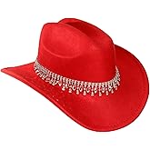 Western Womens Rhinestone Cowboy Cowgirl Hat Wide Brim Diamond Bling Cowgirl Hat for Women