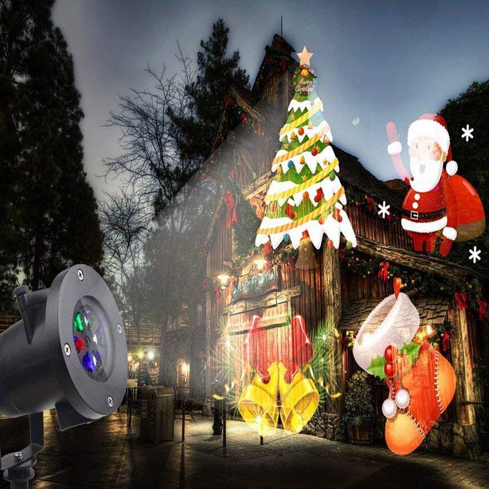 TEDD Christmas Projector Lamp Xmas Santa Claus Landscape Waterproof Led Stage Spotlight Lights Moving Lighting Indoor Outdoor for Xmas Gifts Party Garden House Home Patio Wall Decorations