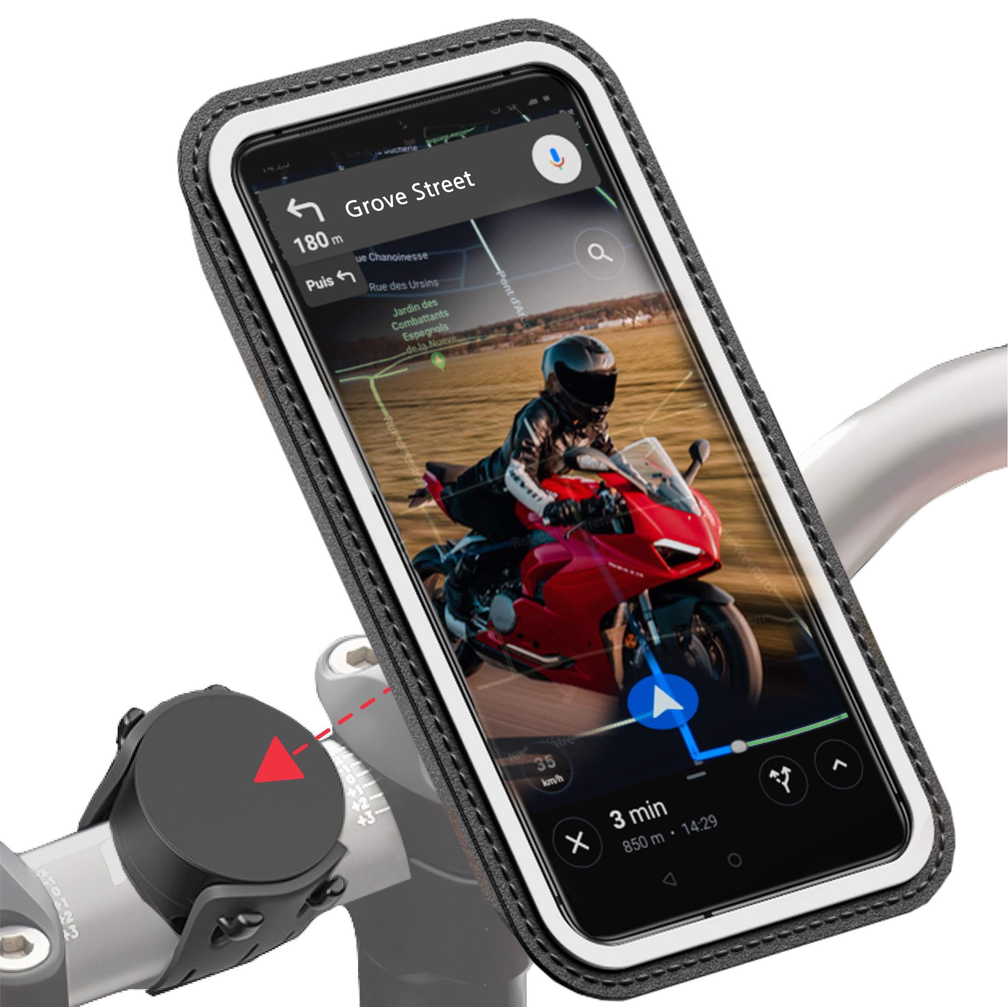 Shapeheart - Magnetic motorbike phone holder , Anti vibration motorcycle phone holder , Waterproof Motorcycle Handlebar phone mount , 360° orientation