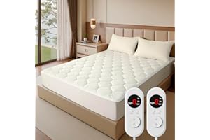 SOHTOPHO Heated Mattress Pad Queen Size - Electric Mattress Pad with Dual Control, Soft Blanket, Bed Warmer Heater Sheets, 8 Heating Settings,1/2/10 Hours Auto Shut Off, 60" x 80" Ellipse White