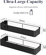 Kitsure 2 Pack Rustproof Shower Caddy - 2 Shelves, Drill-Free, Black view 3