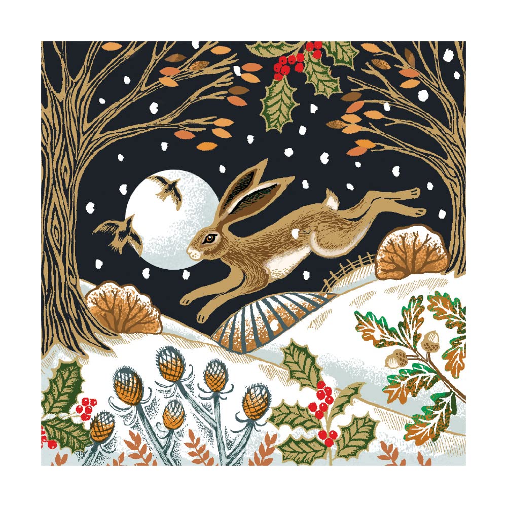 Museums & Galleries Christmas Cards Pack of 8 - Woodland Hare - Eco-Friendly & Recyclable