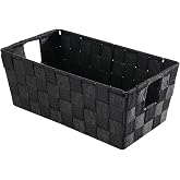 Whitmor Small Woven Storage Baskets for Shelves - Decorative Organizer Bins with Metal Structure, Versatile Shelf Storage Solution for Home Organization &amp; Closet (Black)