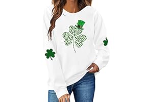 VOGFFR St Patricks Day Sweatshirt Women Lucky Clover Sweatshirt Long Sleeve Crewneck Pullover Cute St Patricks Day Shirt
