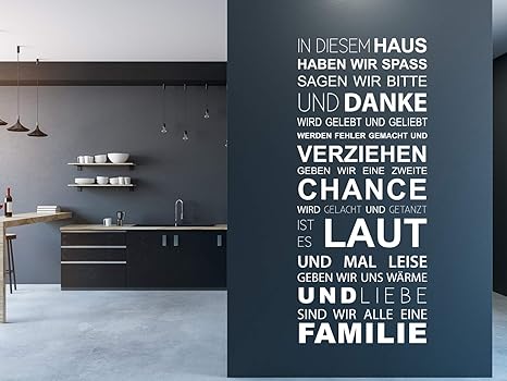 Grazdesign Wandtattoo Spruch In Diesem Haus Als Wanddeko Wandaufkleber Fur Wohnzimmer Spruche Dekoration Wohnung Modern 117x50cm 070 Schwarz Amazon De Kuche Haushalt