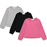 BTween Girls 3 Piece CrewithNeck Fleece Sweatshirt Set Long Sleeve Cotton Blend Pullover, Soft and Comfortable, Sizes 4-12