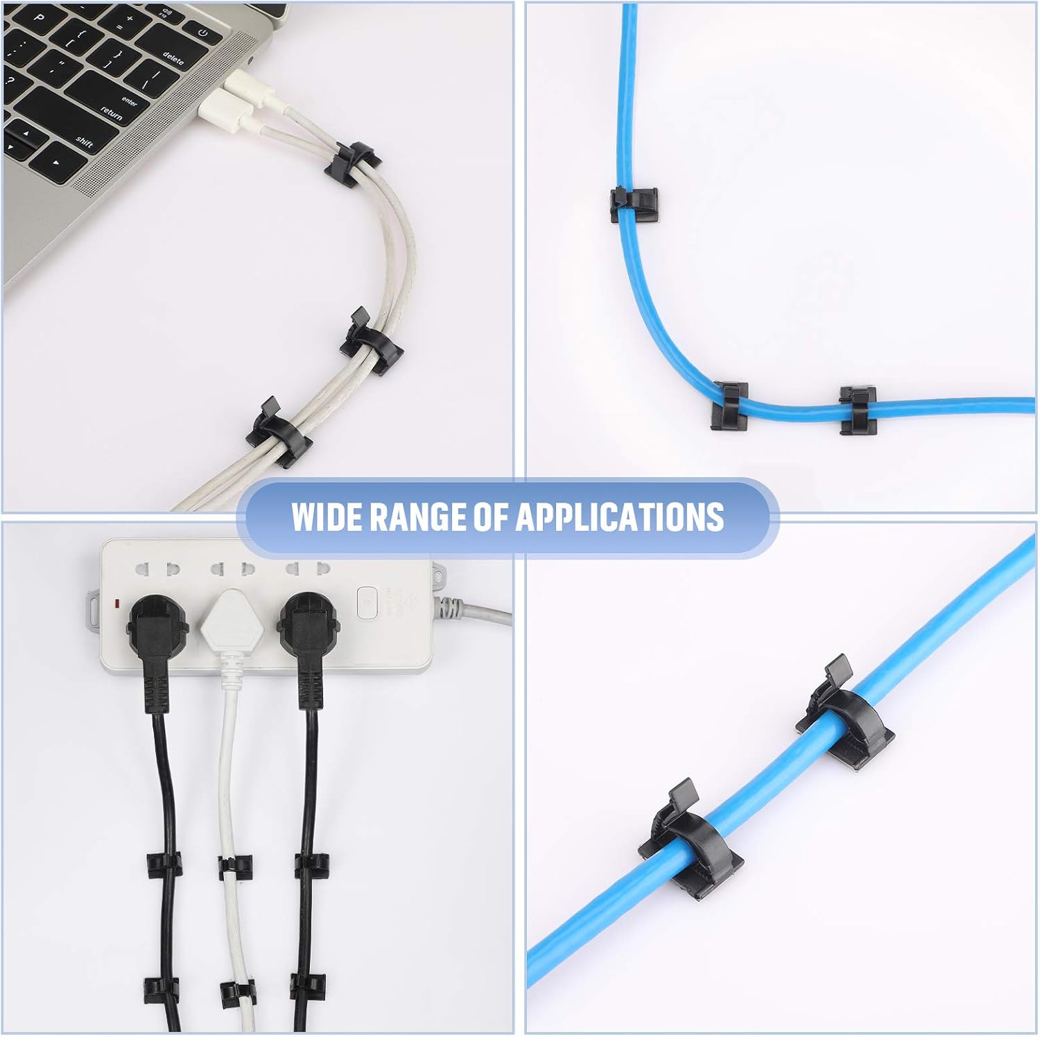 Cable Sticky 150 Pieces Self Adhesive Cable Management Clips Adjustable Cable Cord ...