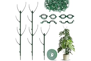 SANZKJIC 5pack Adjustable Plant Support Pole – Stackable Indoor/Outdoor Support Pole with Clamps, Suitable for Supporting Monstera and Climbing Plants, Garden Accessories, Perfect Replacement for Plant Stakes