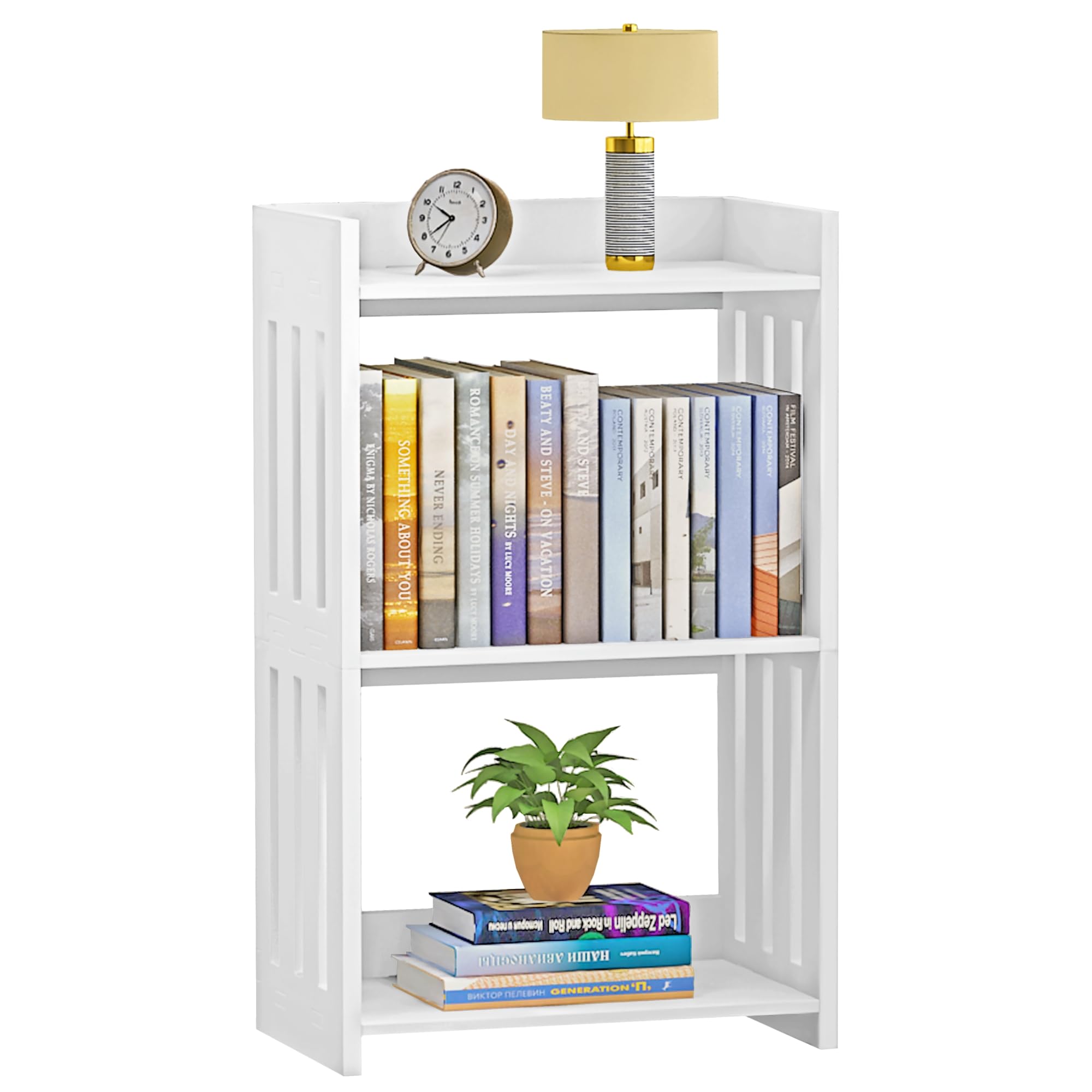 Photo 1 of HAYOFAMY Bookshelf, Bookcase for Small Spaces, 3 Tier White Book Organizer Storage Display Rack for Kids Room, Living Room, Office, Bedroom and Bathroom