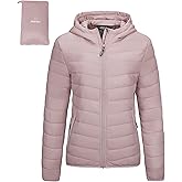 Outdoor Ventures Women's Packable Lightweight Full-Zip Puffer Jacket with Hood Quilted Winter Coat