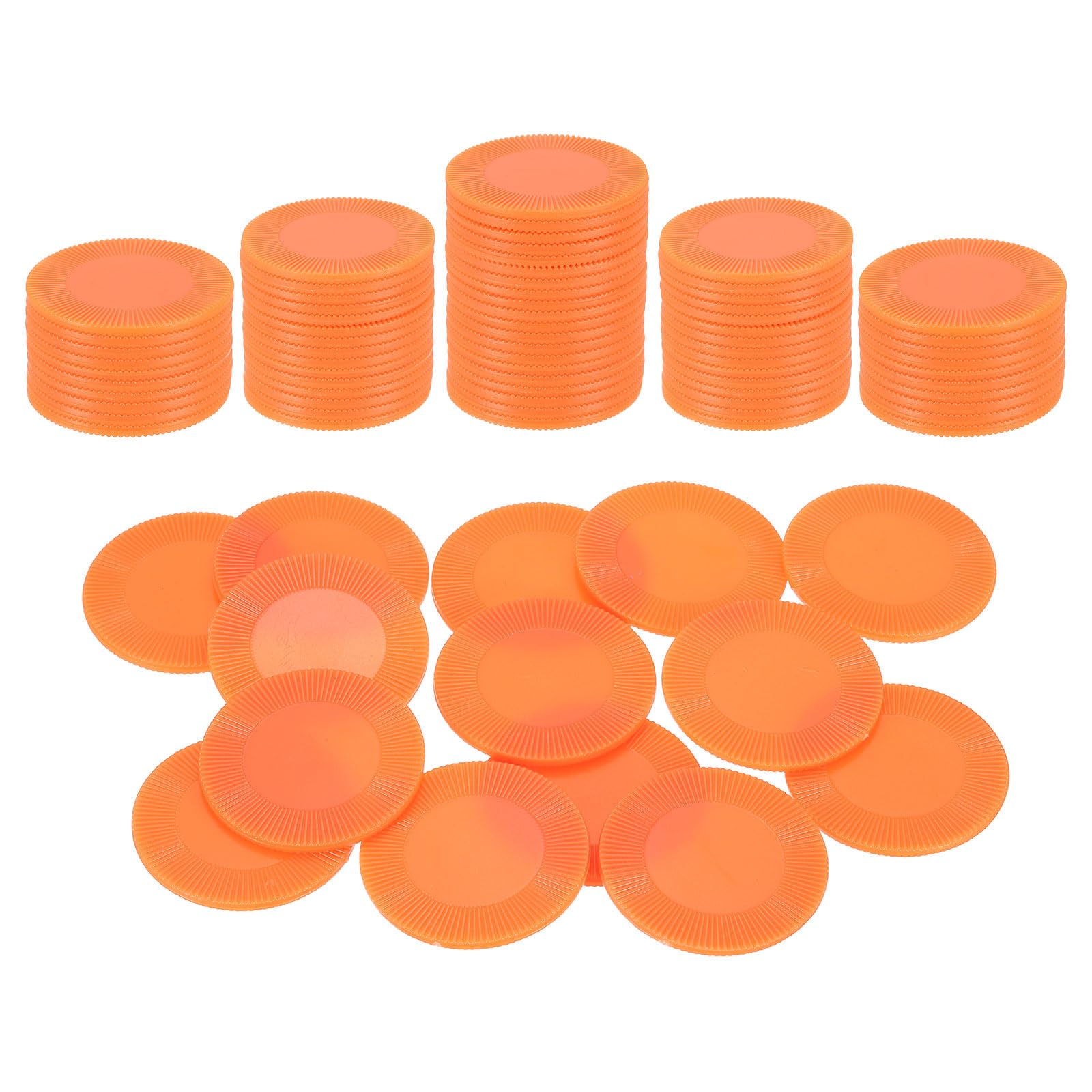 sourcing map 100Pcs Plastic Poker Chips, 1.5 Inch Mini Bingo Chips Learning Counters Counting Counters Disks Markers Opaque Game Tokens for Game Play Math Counting, Orange, Pattern