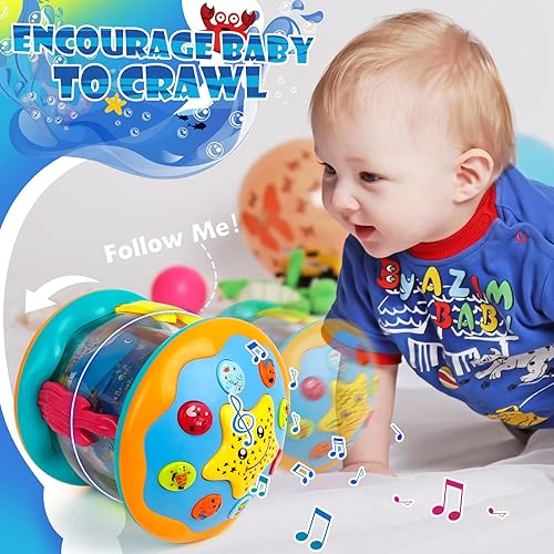 M SANMERSEN Baby Toys for 6-12 Months, Musical Rotating Light-Up