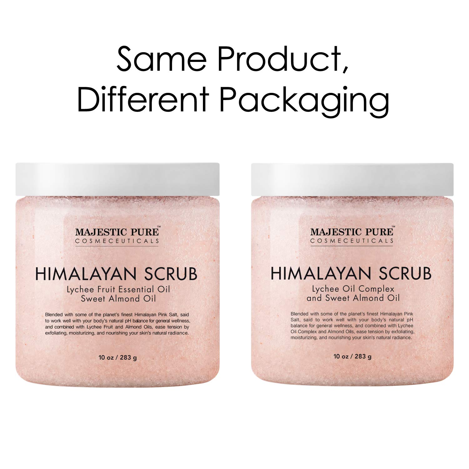 Majestic Pure Himalayan Salt Body Scrub with Lychee Oil, Exfoliating Salt Scrub to Exfoliate & Moisturize Skin, Deep Cleansing - 10 oz : Beauty