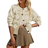 Saodimallsu Womens Floral Cardigan Sweaters Long Sleeve Open Front Button Down Knit Retro Sweater Coat Outwear Fall 2025