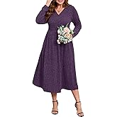 BELAROI Plus Size Maxi Sweater Dresses for Curvy Women Long Sleeve Midi Fall Winter V Neck