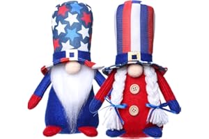 ZTML MS ZTML 4th of July Patriotic Gnome Set, 2 Handmade USA Swedish Tomte Plush - Table Ornaments for Memorial & Independence Day