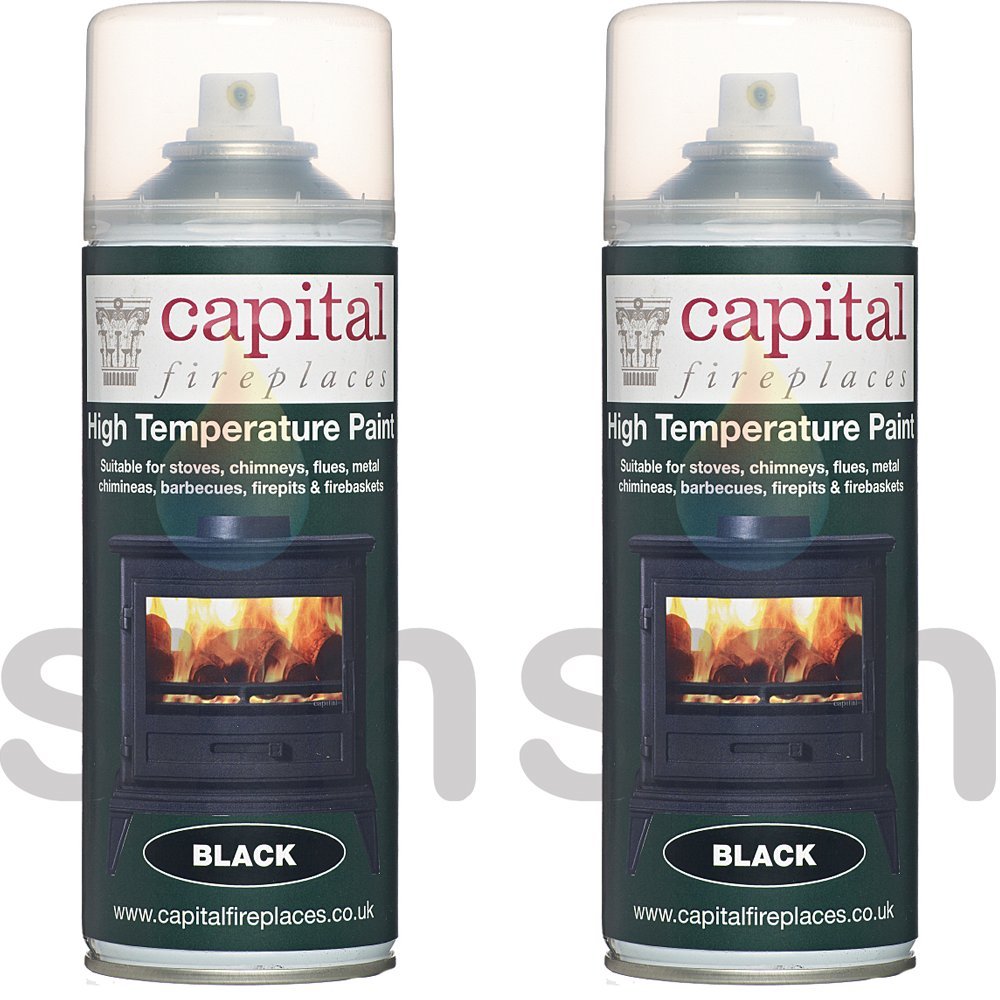 X2 Cans of Capital Stove Paint 650 Degree C Heat Resistance Matt Black