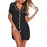 Ekouaer Womens Nightgown Button Down Sleepshirts Night Gown Sleep Shirts Night Shirts