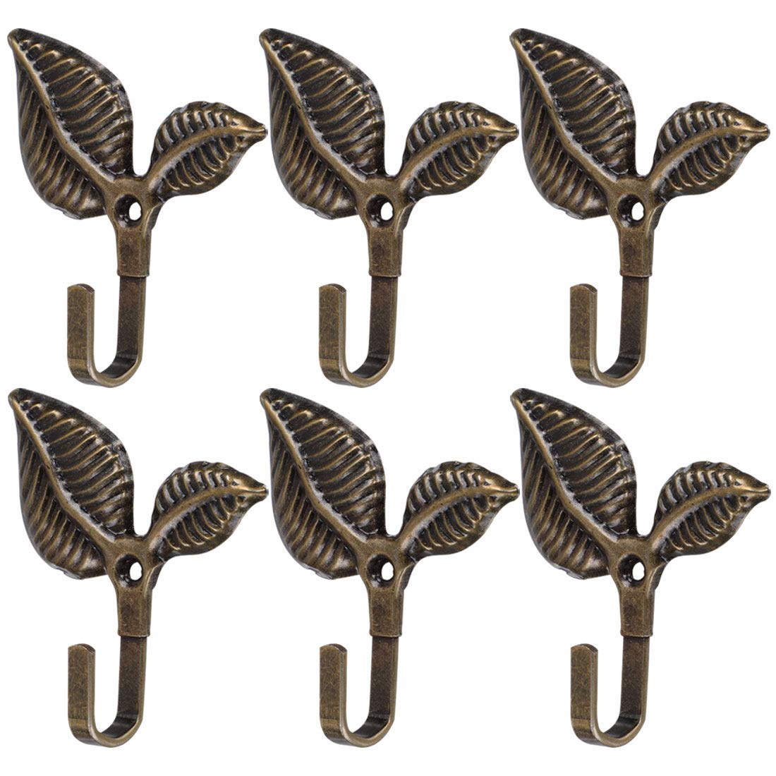 sourcing map Curtain Tieback Hook Metal Vintage Tassel Curtain Drapery Holder Window Holdback Wall Hook Clothes Hanger, Set of 6, Bronze Tone