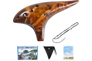 LIEKE Ocarina,12 Holes Alto C Key Ceramic Ocarinas with Songbook Neck Strap Bag,Musical Instrument Gift for Beginners Adults 