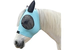 LEAFOREST Horse Mesh Fly Mask with Ears, Soft Lycra Mesh Mask Anti-UV with Ears Pacific Blue, Cob