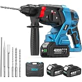 Seesii 1 inch Cordless SDS Plus Rotary Hammer Drill, 2.5J Brushless, 4-Mode | Concrete Hammer Drill with 2&times;4.0Ah Batteries, Drill Bits, for Basement Remodels, Garage Upgrades, and Heavy-duty DIY Projects