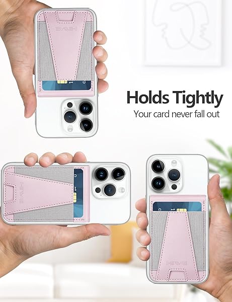 HIWE FOR MAGSAFE WALLET, MAGNETIC WALLET WITH ADJUSTABLE STAND, EIFFEL-TOWER MAGSAFE WALLET STAND FOR IPHONE 16/16 PRO/15/14/13/12 SERIES, OPEN ID WINDOW, 8 CARD HOLDER, VEGAN LEATHER, PINK AND GRAY