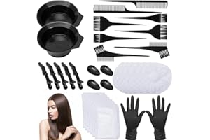 CACASO 33 Pieces Hair Dye Brush And Bowl Set,Hair Dye Brush/Comb,Hair Tinting Bowl,Ear Cover,Shower Cap,Shawl, Alligator Clip,Gloves For Hair Coloring，Bleaching Hair DIY Salon Hair Coloring Kit