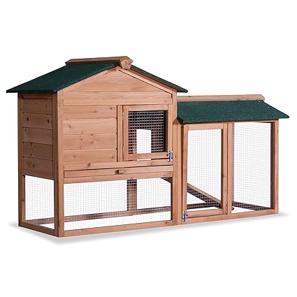Lovupet 58 Deluxe Wooden Chicken Coop Hen House Outdoor Backyard Garden Bunny Rabbit Hutch With Ventilation Door Removable Tray And Ramp