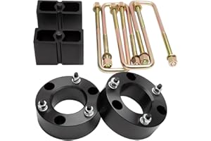 glorider 3" Front and 2" Rear Leveling Kit for Silverado 1500, Lift Kit 3 inch and 2 inch Rear Lift Blocks with U-Bolts Compatible with 2007-2020 Chevy Silverado, GMC Sierra 1500 2WD 4WD