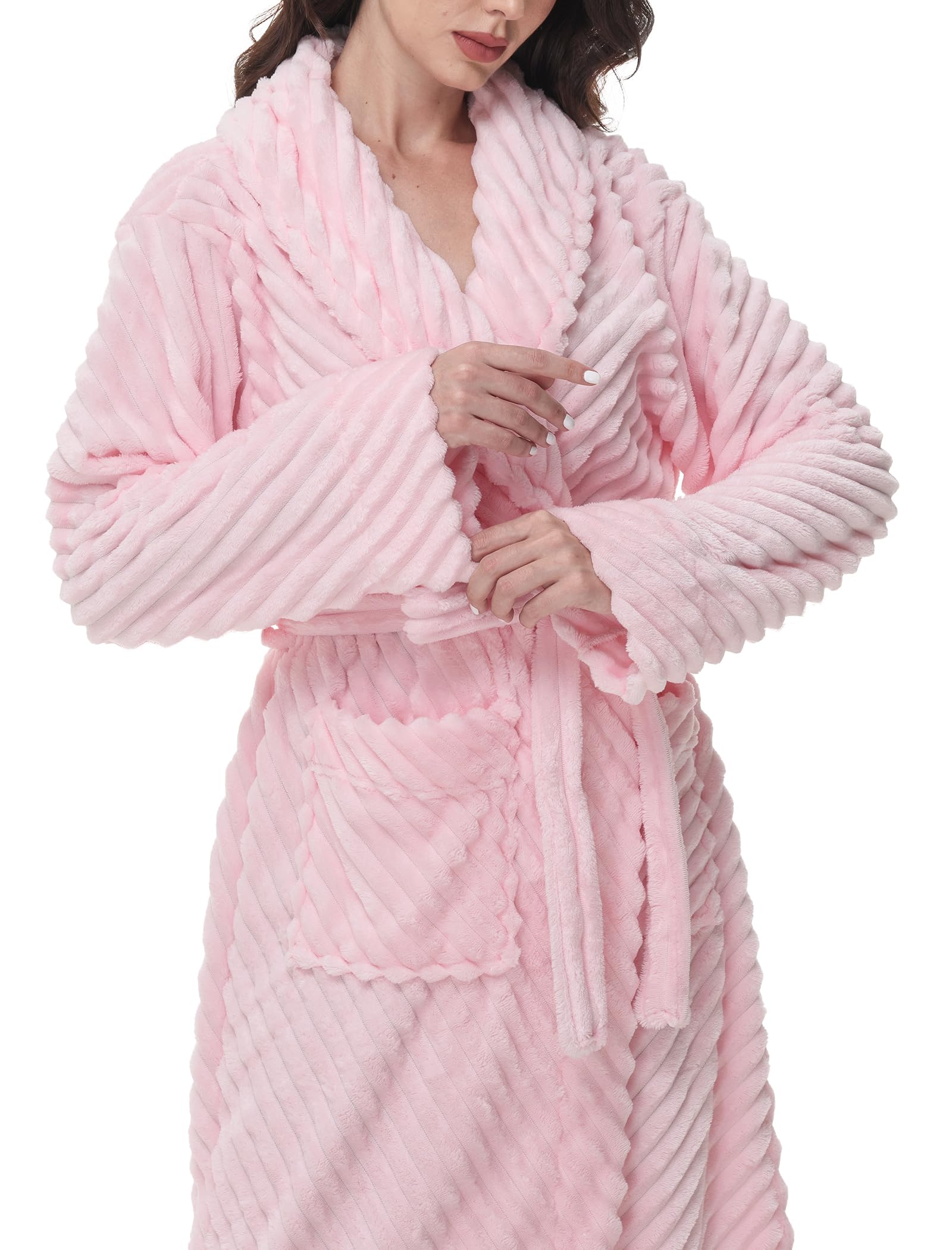 Yurhap Premium Robes for Women - Super Soft Cozy Fleece Womens Robe Plush Long Bathrobe
