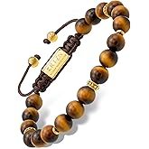 RTZN® Tigers Eye Bracelet for Men – Premium Artisan Handcrafted Golden Brown Tiger Eye Bead Bracelets – Natural Stone Tiger Eye Bracelet Men – Beaded Bracelets for Men