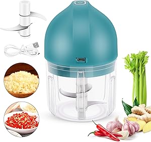 Mini Electric Garlic Chopper, Dheera Portable Cordless Garlic Mincer Food Chopper Blender to Chop Fruits Vegetables Garlic Onion for Kitchen (250ML)