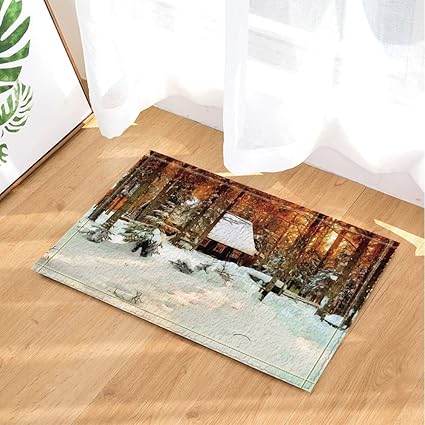 Amazon Com Cdhbh Oil Paintings Decor Winter Log Cabin In Grove