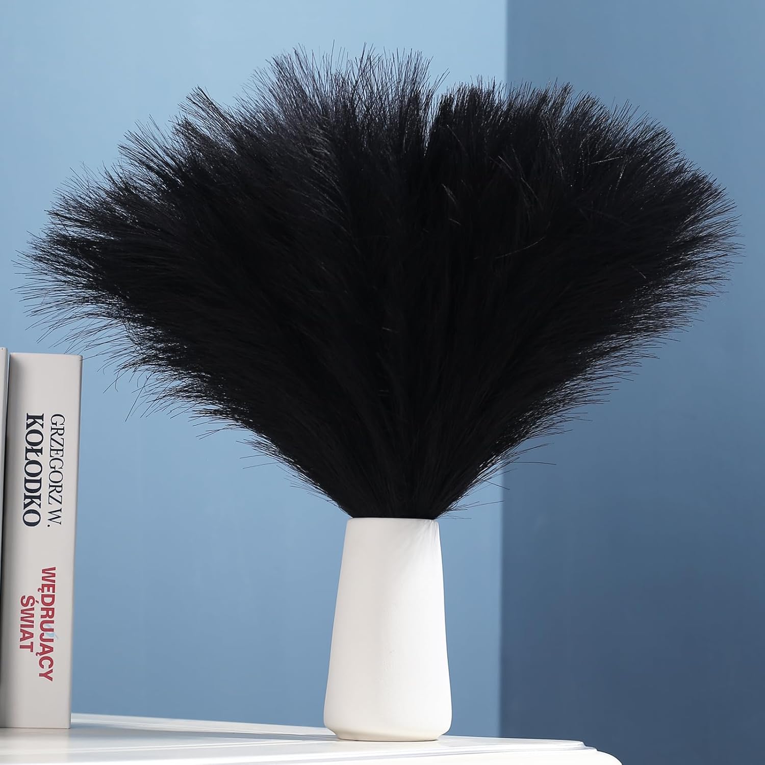 Dried & Preserved Flora - Bnecnet 10 Stems Black Pampas Grass Decor - 17.7