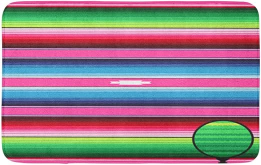 Amazon Com Adowyee 20 X30 Bath Mat Mexican Stripes Pattern Pink Green Blue Serape Threads Cozy Bathroom Decor Bath Rug With Non Slip Backing Kitchen Dining