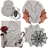 Spider Web Silicone Fondant Molds,Skeleton Hand Chocolate for Cake Decorating, Scorpion Chocolate Molds for Halloween Candy Clay