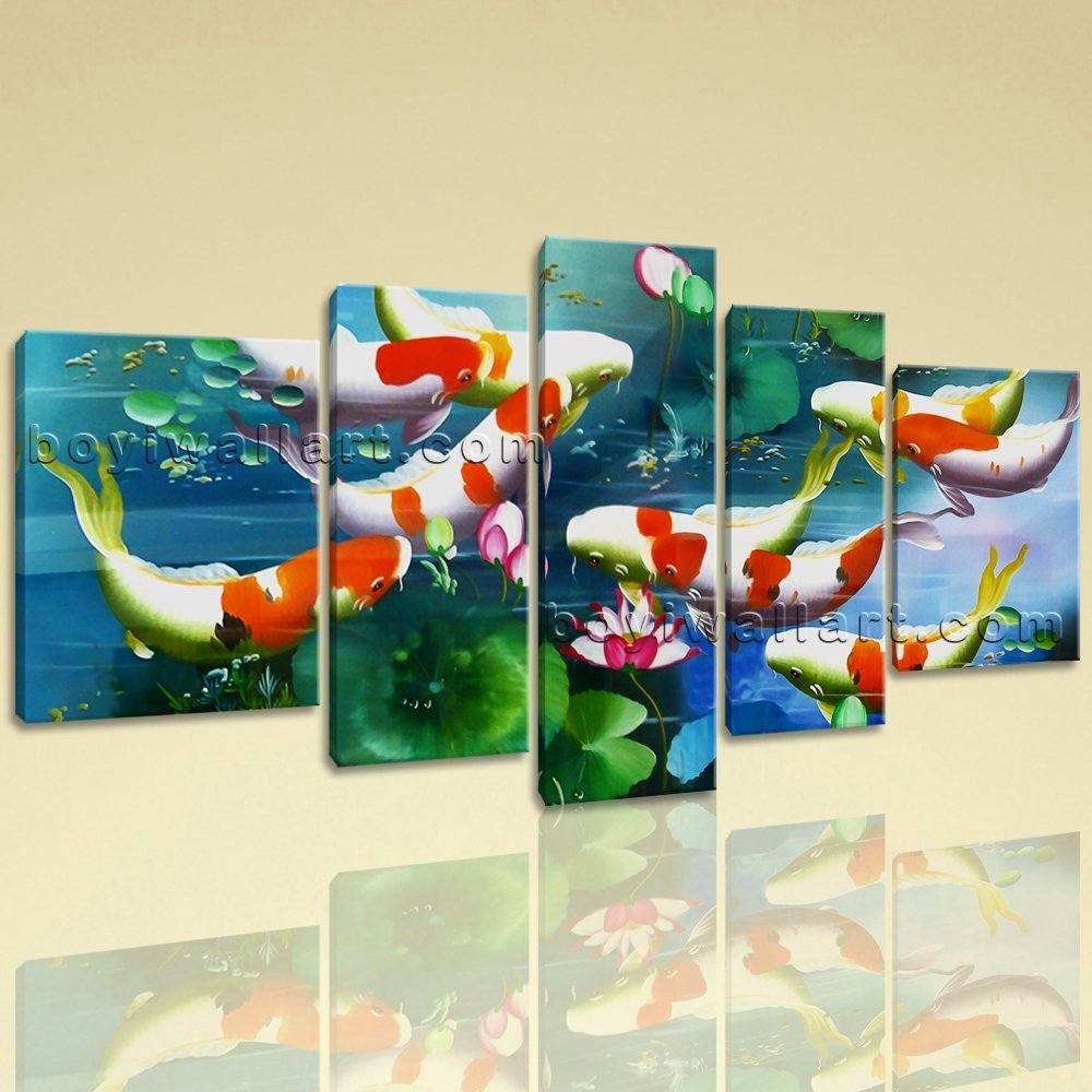 Extra Large Koi Fish Feng Shui Contemporary Giclee Printed