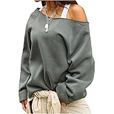 SOLY HUX Women's Off the Shoulder Sweatshirt Long Sleeve Loose Casual Fall Pullover Tops Streetwear