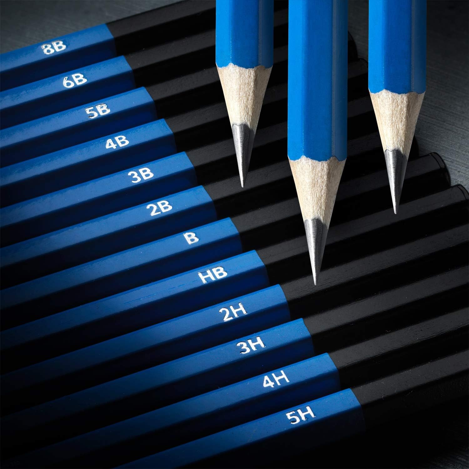 Castle Art Supplies 12 piece Drawing Pencils, Quality Graphite Sketch Pencils with BONUS tin case. Perfect Starter Sketching Pencils or Top Up Set for Art Supplies : Office Products