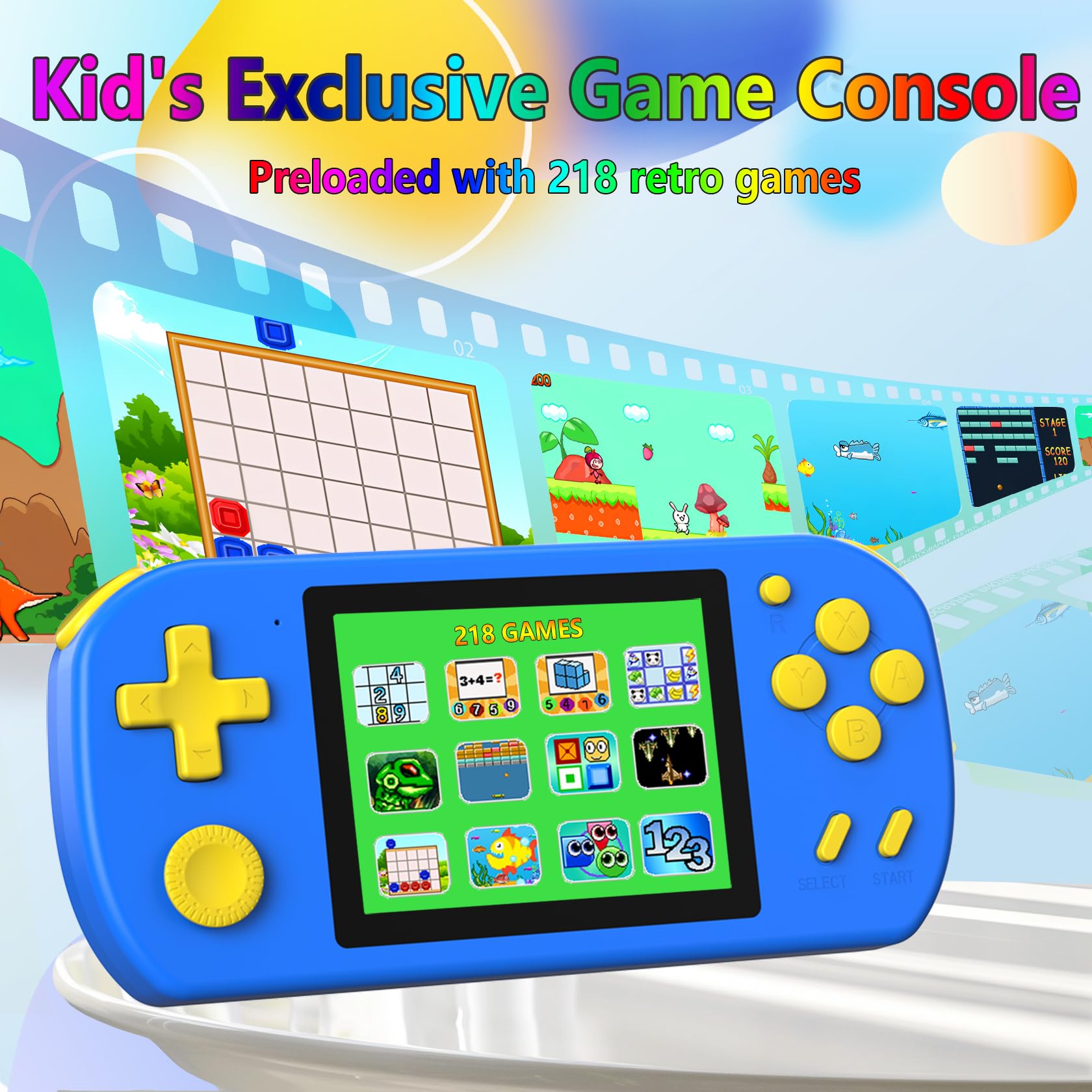 Handheld Games for Kids Preloaded 218 Retro Video Games, Portable Gaming System with 3.0